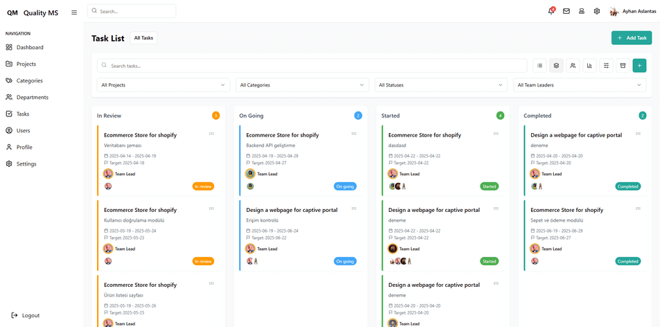 Quality MS Task Management