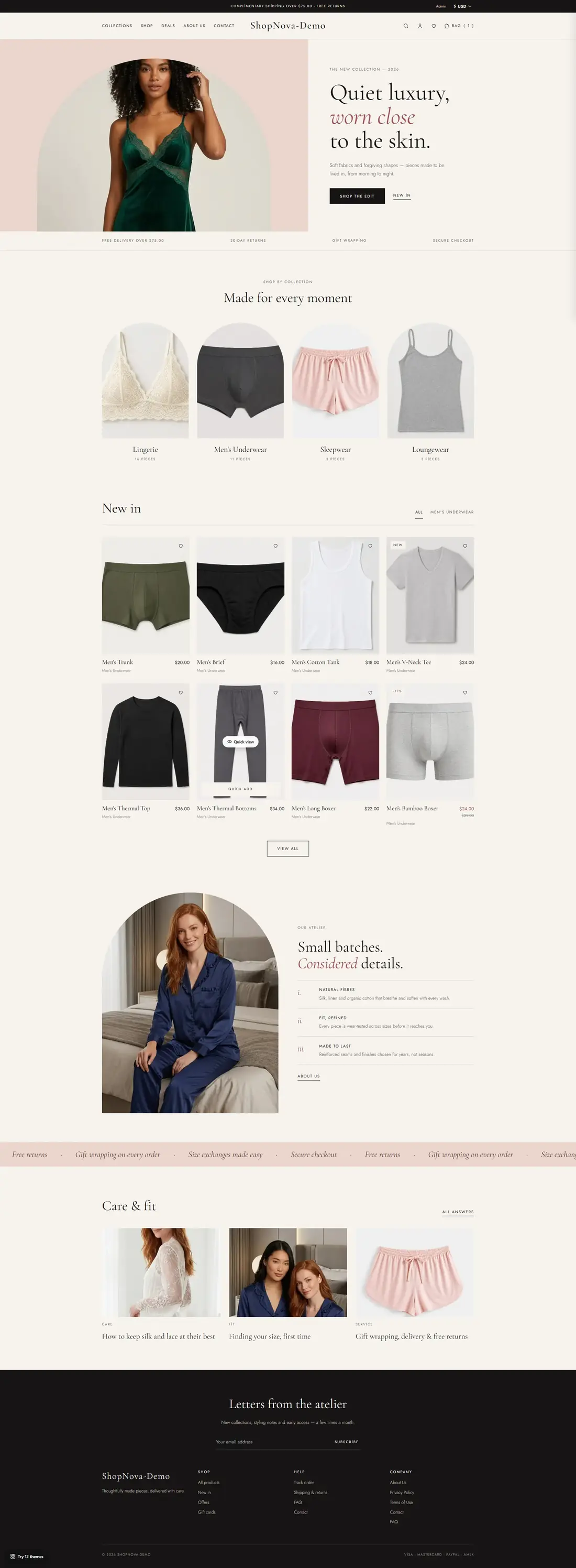 Nova Atelier theme, full page