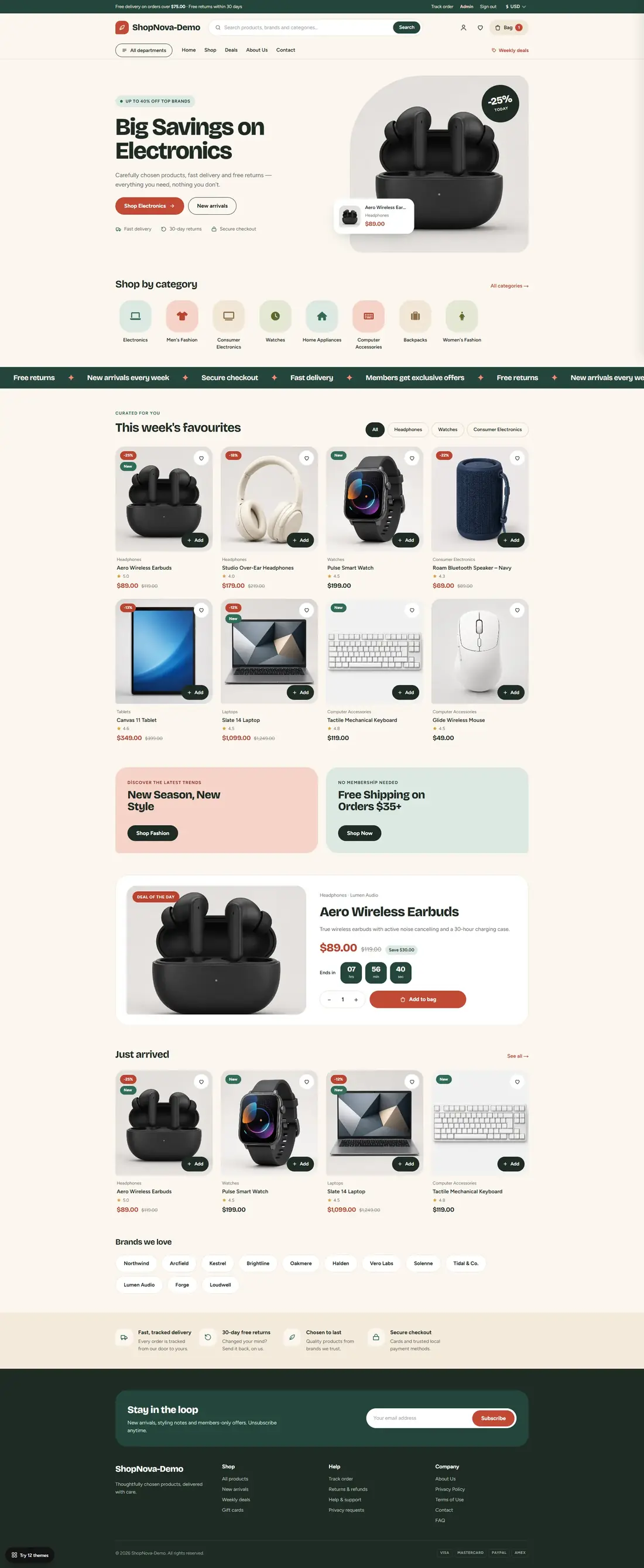 ShopNova theme, full page